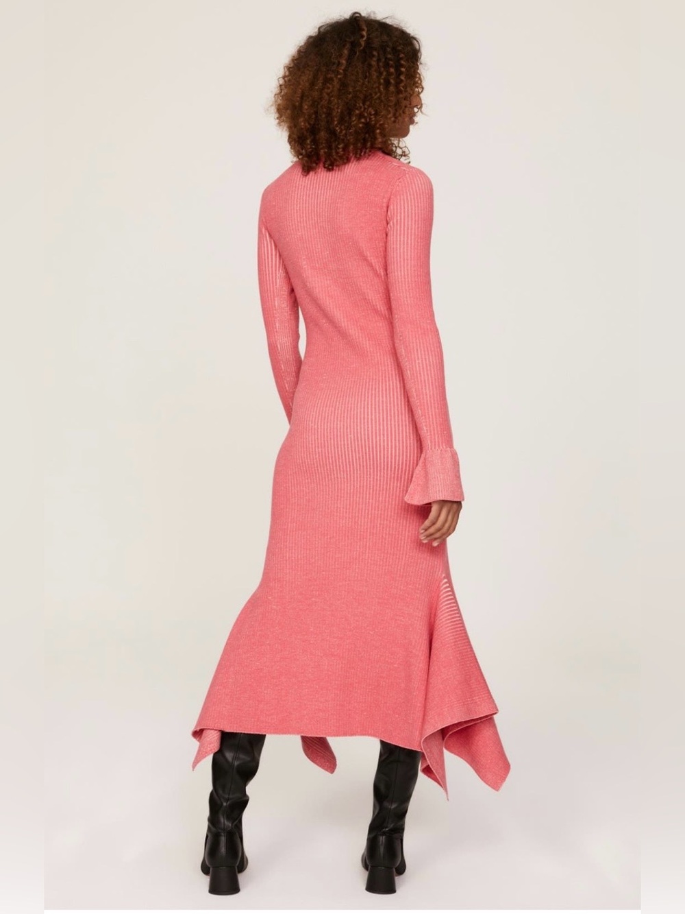 3.1 Phillip Lim~Coral Pink Ribbed Cross Front Midi Dress~Size Medium~$850~ - Picture 3 of 8